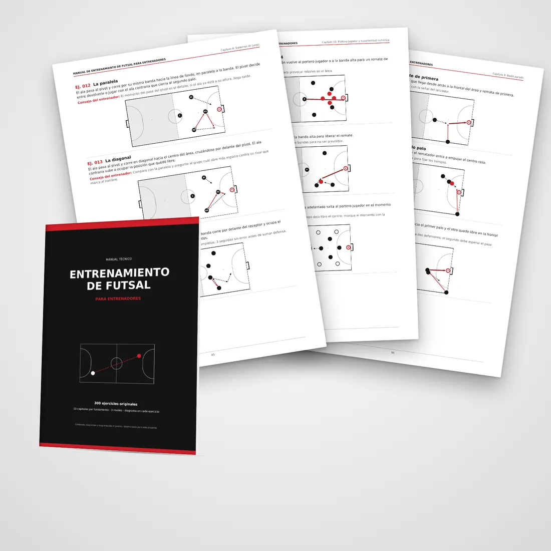 Manual Entrenamiento de Futsal: tapa y páginas internas con diagramas